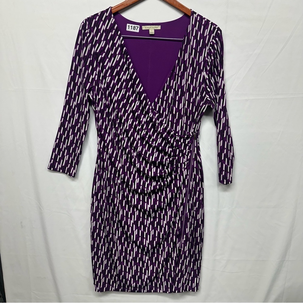 41 Hawthorn Purple Geometric Wrap Dress XL
